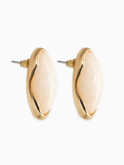 Серьги «Стиль», овал вытянутый, белые в золоте