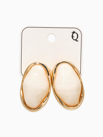 Серьги «Стиль», овал вытянутый, белые в золоте