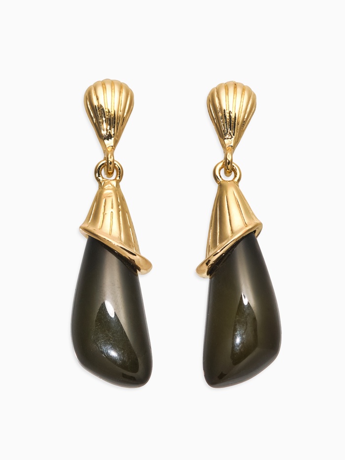 Серьги акрил «Капля каллы», зелёные в золоте