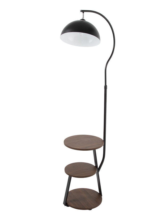 Торшер напольный со столиком Е27, 40 Вт, чёрный стол d=34 см, 42×42×162 см - Фото 1
