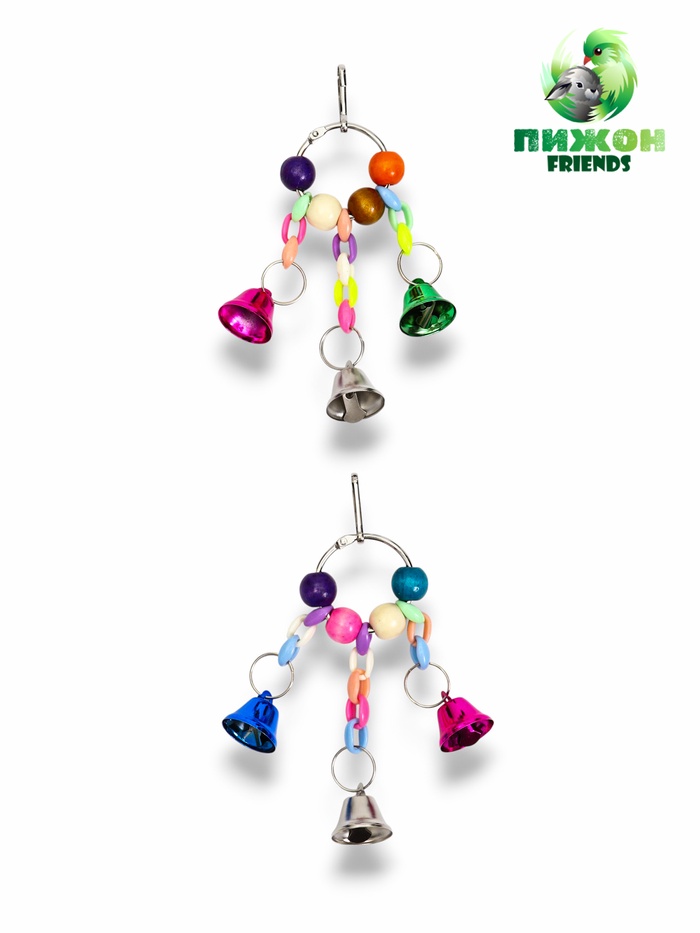 Игрушка для птиц «Кольцо», 13.5×5 см, с колокольчиками, цвет МИКС - Фото 1