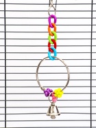 Игрушка для птиц "Кольцо и бусы" с колокольчиками, 20 х 7 см, микс цветов  (артикул 10955023)  большой выбор товаров оптом и в розницу по низким ценам с доставкой