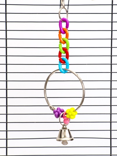 Игрушка для птиц «Кольцо и бусы», 20×7 см, с колокольчиками, цвет МИКС