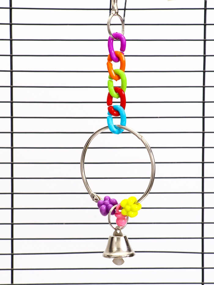 Игрушка для птиц «Кольцо и бусы», 20×7 см, с колокольчиками, цвет МИКС - Фото 1