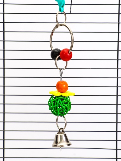 Игрушка для птиц «Шарики», 18×4.5 см, с колокольчиками, цвет МИКС