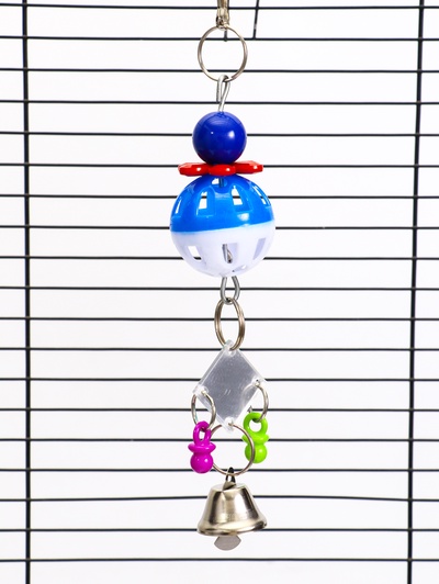 Игрушка для птиц «Дискотека», 19×4 см, с зеркалом и шариком, цвет МИКС