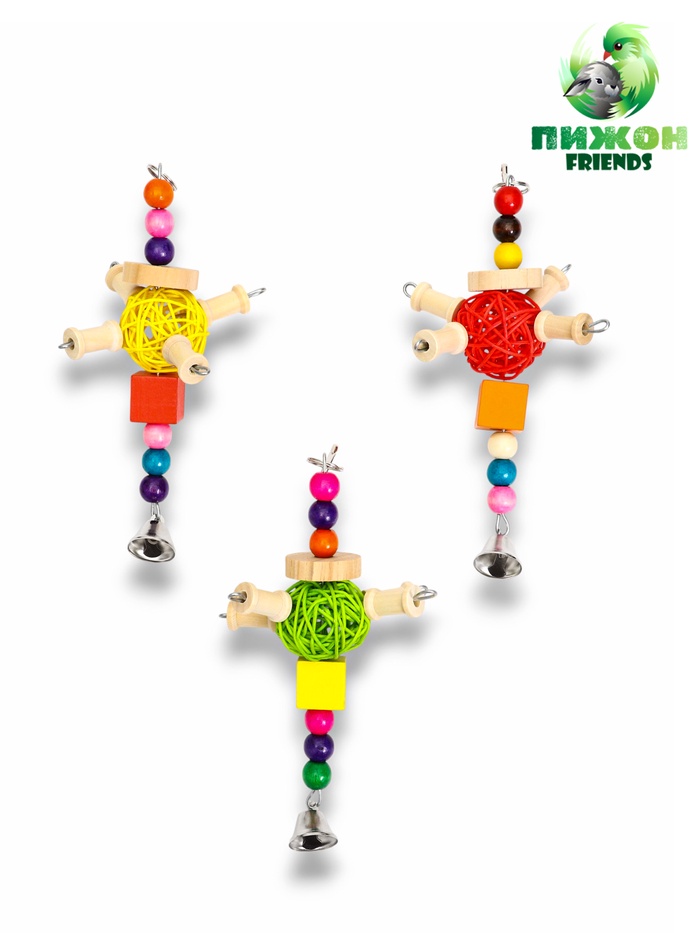 Игрушка для птиц «Деревяшка», 22×9 см, цвет МИКС