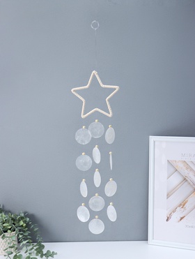 Ловец снов амулет «Звёздочка», перламутр, 13 кружков, d=4.8 см, 13.5×48 см