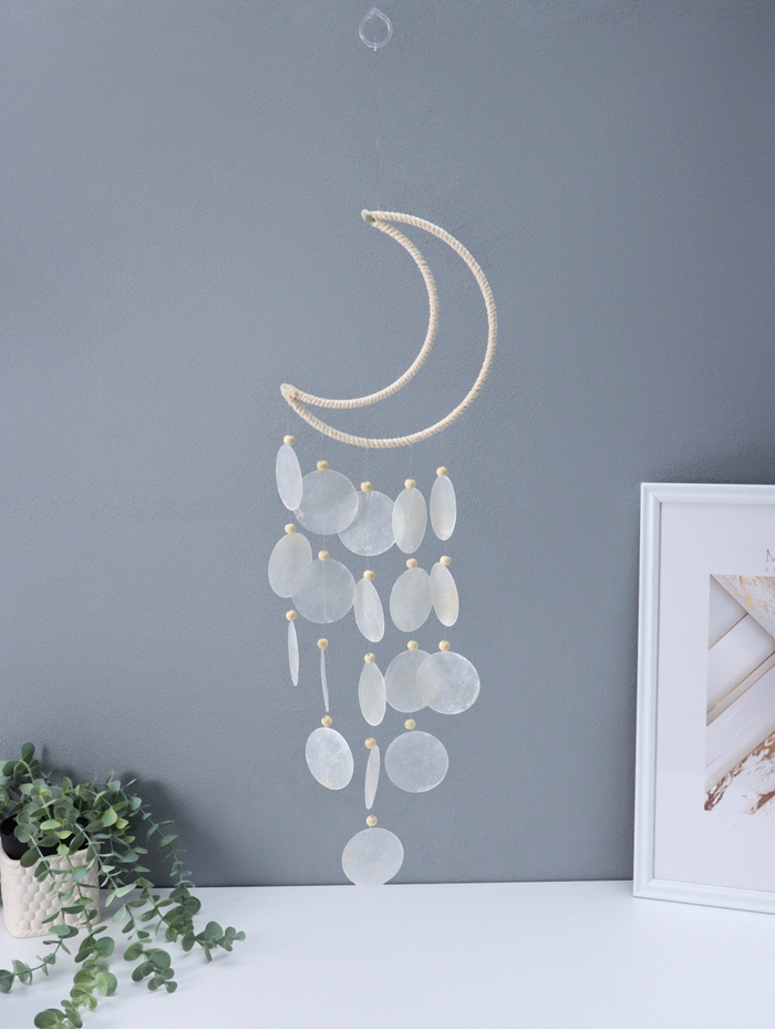 Ловец снов амулет «Месяц», перламутр, 19 кружков, d=4.8 см, 15×50 см