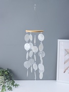 Музыка ветра «Нимб с бусинками», перламутр, 26 кружков, d=4.8 см, 12.5×42.5 см  (артикул 10955193)  большой выбор товаров оптом и в розницу по низким ценам с доставкой