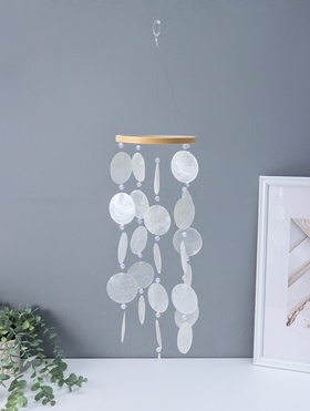 Музыка ветра «Нимб с бусинками», перламутр, 26 кружков, d=4.8 см, 12.5×42.5 см