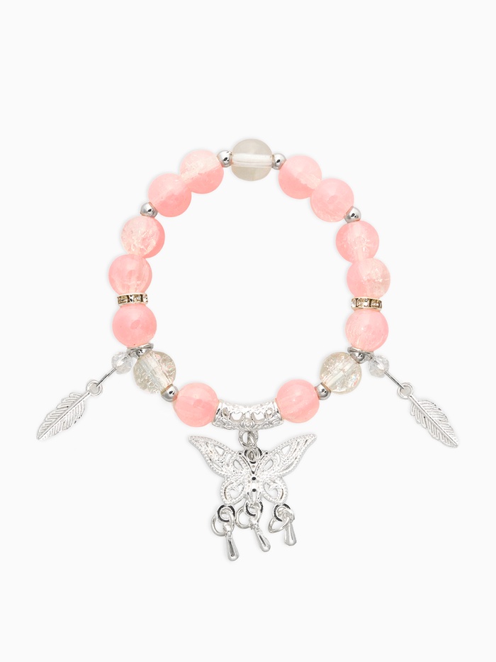 Браслет детский «Выбражулька. Бабочка», d=6 см, розовый в серебре - Фото 1