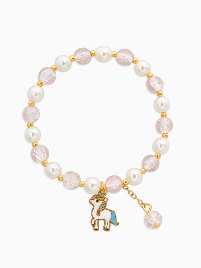 Браслет детский «Выбражулька. Единорог», d=6 см, белый, розовый в золоте