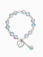 Браслет детский «Выбражулька. Сердце с подвеской бусина», d=7 см, голубой в серебре - Фото 1