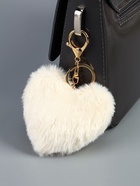 Брелок для ключей на кольце с карабином «Пушистик: Сердце с жемчужной подвеской», белый, на рюкзак, сумку, 13×9 см - Фото 2