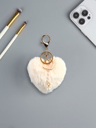 Пушистик на кольце "Сердце с жемчужной подвеской" белый 13х9 см 10967168