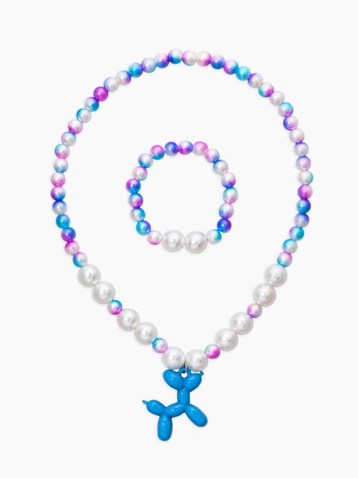 Набор детский «Выбражулька. Собака», 2 предмета: бусы, браслет, белый, голубой