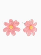 Серьги пластик «Цветочек летний», с блёсткой, розовые - Фото 1