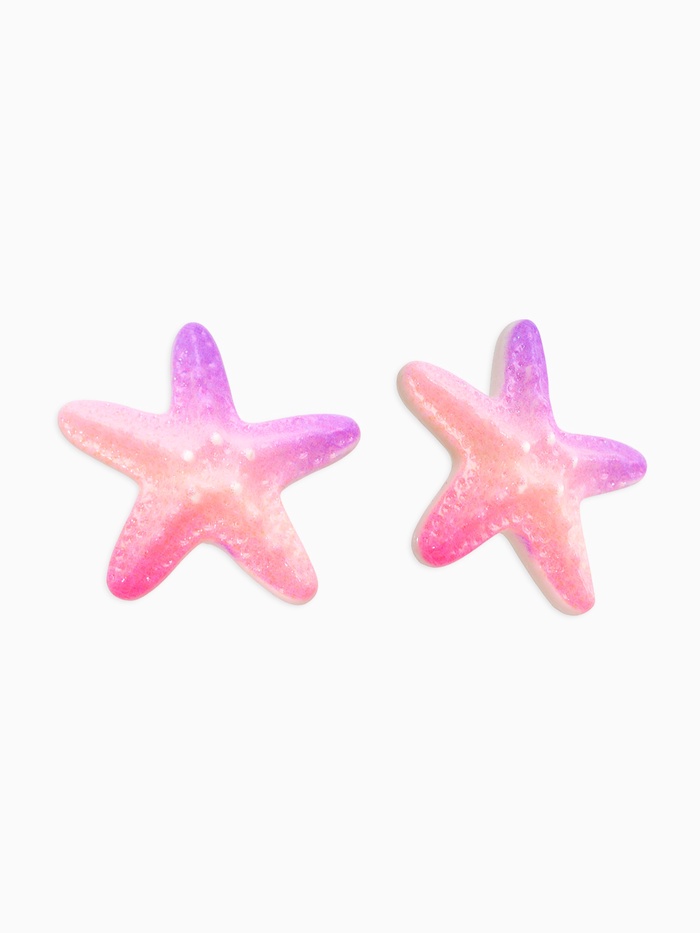 Серьги пластик «Морская звезда», розовый, фиолетовые