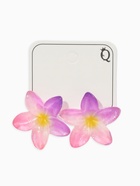 Серьги пластик «Цветок Лилии» прозрачные, блёстка, розовый, фиолетовый - Фото 3