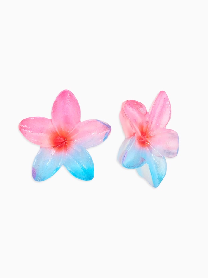 Серьги пластик «Цветок Лилии», прозрачные, блёстка, розовый, голубой - Фото 1
