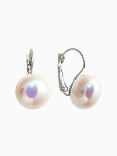 Серьги пластик «Майорика», круг, белые в серебре