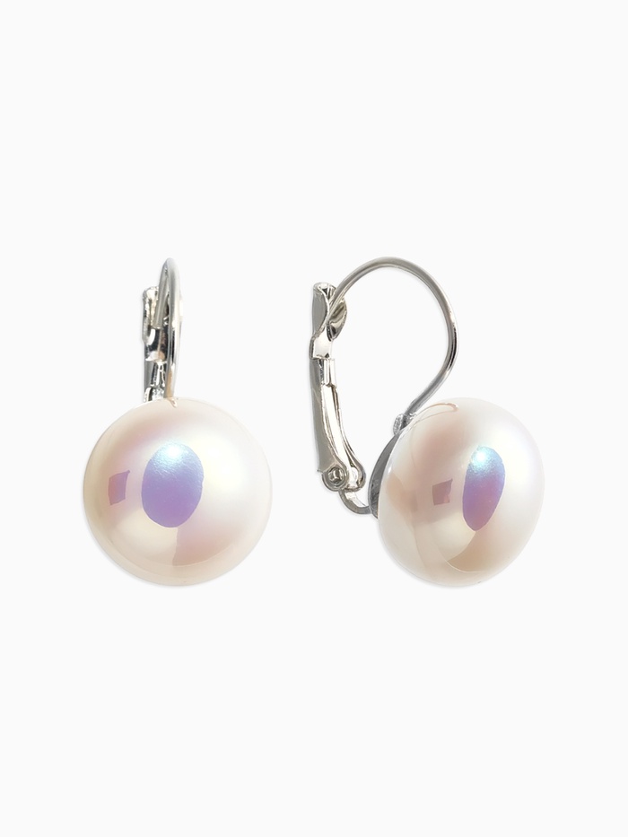 Серьги пластик «Майорика», круг, белые в серебре - Фото 1