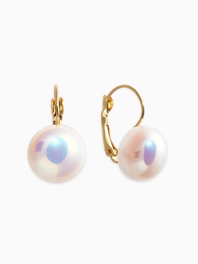 Серьги пластик «Майорика» круг, белые в золоте  (артикул 10967897)  большой выбор товаров оптом и в розницу по низким ценам с доставкой