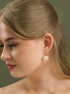 Серьги пластик «Майорика», круг, белые в золоте - Фото 2