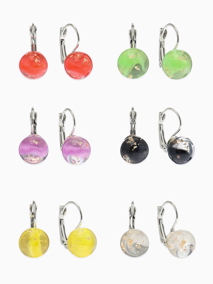 Серьги с поталью «Шарик», МИКС в серебре