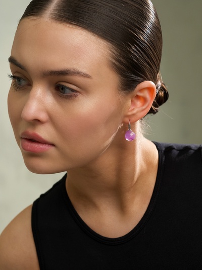 Серьги с поталью «Шарик», МИКС в серебре