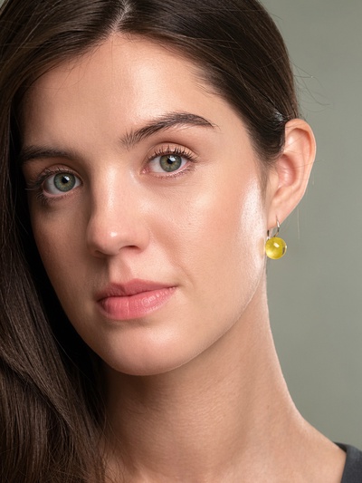 Серьги с поталью «Шарик», МИКС в серебре