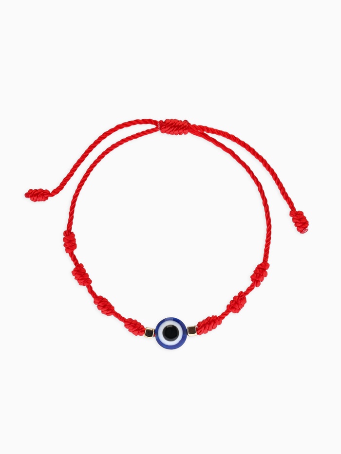 Браслет-оберег «Красная нить. Узлы с бусиной Око Фатимы», d=6 см, красный, синий - Фото 1