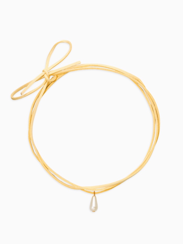 Чокер «Капля» жемчужная на шнурке, цвет бело-молочный в золоте, L=134 см