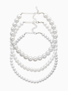 Чокер «Сияние жемчуга», (набор3 нити) бусины №14,10,8, L=35см+8см, цвет белый в серебре  (артикул 10969428)  большой выбор товаров оптом и в розницу по низким ценам с доставкой