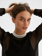 Чокеры из бусин «Сияние жемчуга», 3 шт. бусины №14.10, 8, L=43 см, белый в серебре - Фото 1