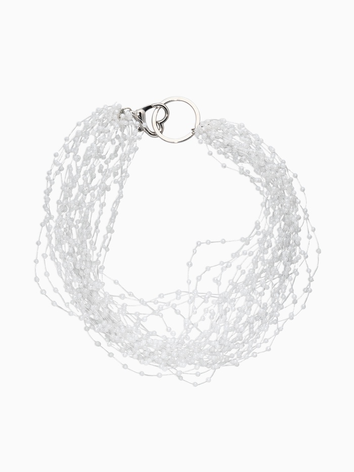 Чокер «Богема» с жемчугом на леске, воздушное, бусина№3, L=43 см, цвет белый