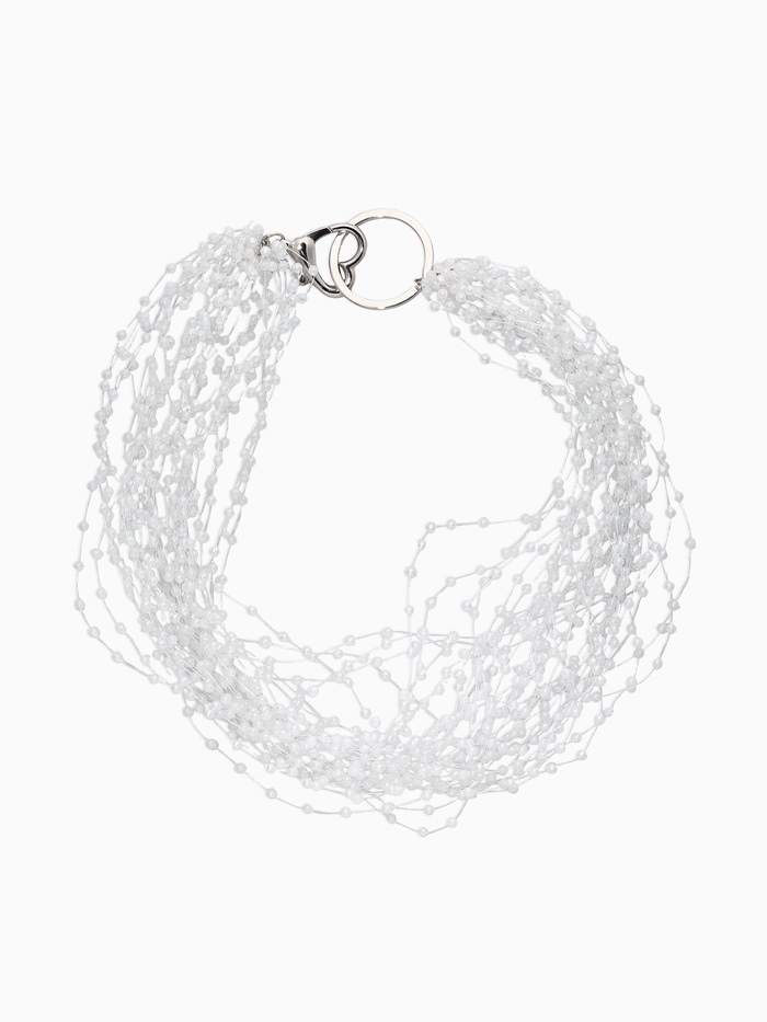 Чокер на леске многослойный «Жемчужная Богема», бусина №3, L=43 см, белый