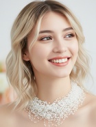 Чокер на леске многослойный «Жемчужная Богема», бусина №3, L=43 см, белый - Фото 2