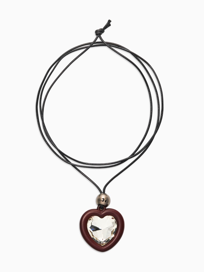 Кулон на шнурке «Сердце и бусина», регулируемый, L=90 см, чёрный