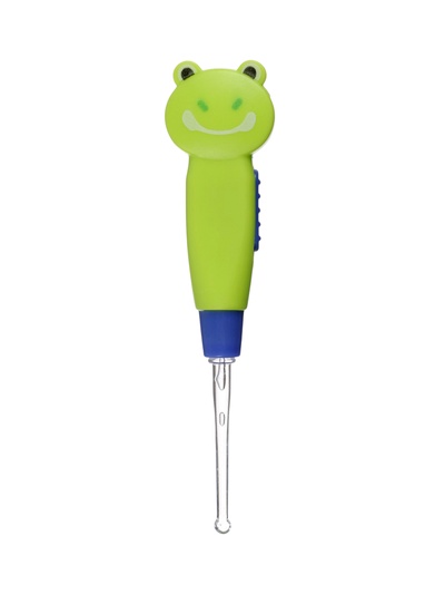 Палочка для чистки ушей LES-02, LED-подсветка, 3 насадки, от батареек, лягушка