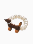 Кольцо бисерное «Собака Такса с жемчужным ошейником», белый, коричневое  (артикул 10979764)  большой выбор товаров оптом и в розницу по низким ценам с доставкой