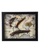 Панно настенное в раме с макетом оружия сувенирного «Карта. Револьверы и 4 пули», 35×43×4.5 см  (артикул 10949023)  большой выбор товаров оптом и в розницу по низким ценам с доставкой