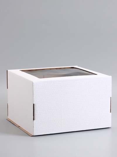 Коробка для торта, кондитерская, белая, с окном 30×30×19 см, Набор10 шт.