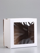 Коробка для торта, кондитерская, белая, с окном 30×30×19 см, Набор10 шт.  (артикул 10955043)  большой выбор товаров оптом и в розницу по низким ценам с доставкой