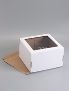 Коробка для торта, кондитерская, белая, с окном 30×30×19 см, Набор10 шт.  (артикул 10955043)  большой выбор товаров оптом и в розницу по низким ценам с доставкой