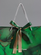 Пакет подарочный ламинированный «Мрамор», зеленый с бантиком, 32×25×11 см - Фото 3