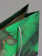 Пакет подарочный ламинированный «Мрамор», зеленый с бантиком, 32×25×11 см - Фото 5