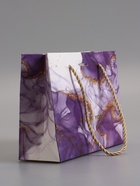 Пакет подарочный ламинированный «Мрамор», фиолетовый с бантиком, 19×15×7 см - Фото 4