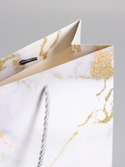 Пакет подарочный ламинированный «Мрамор», белый, с бантиком, 35×30×10 см - Фото 5